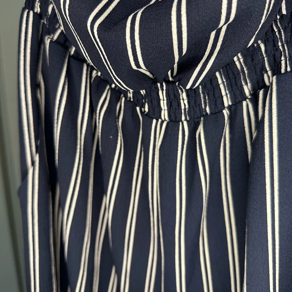 Lulu's Navy & White Striped Strapless Jumpsuit with Back Tie - Picture 4 of 5